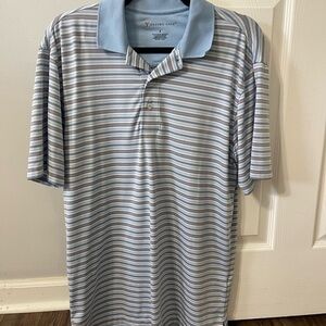 Oxford Men's Polo Shirt - Light Blue and White Stripes